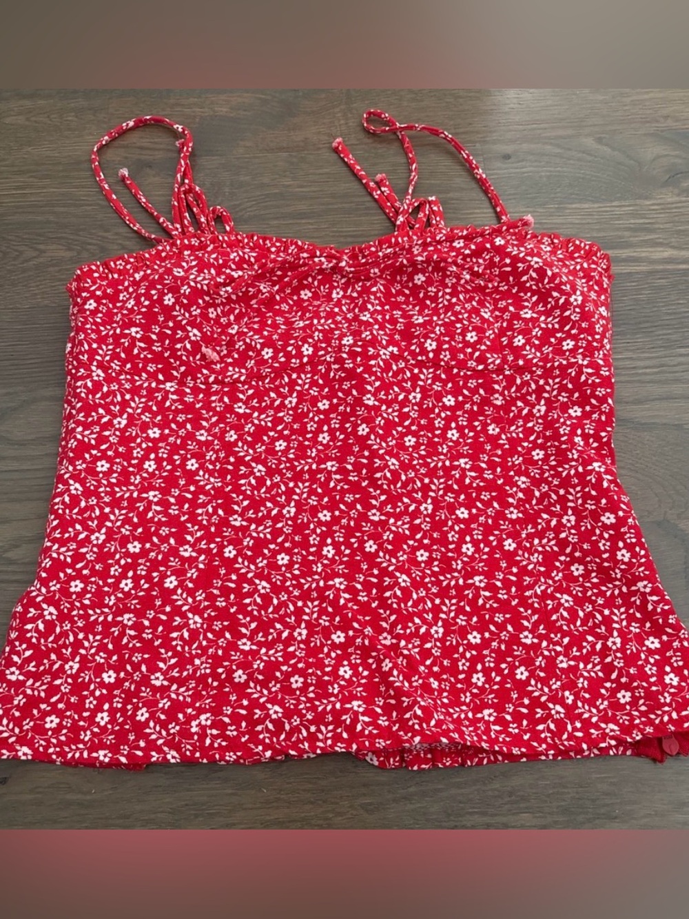 Zara Red Floral Spaghetti Strap Tank